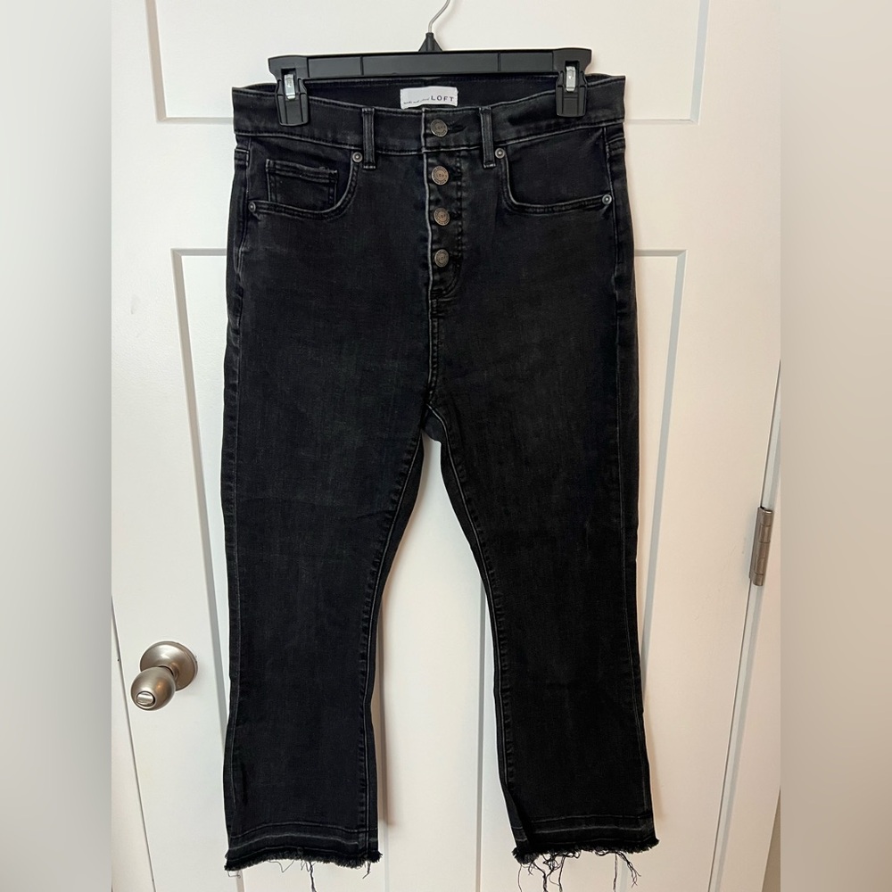 LOFT High-Waist Flare Crop Jeans